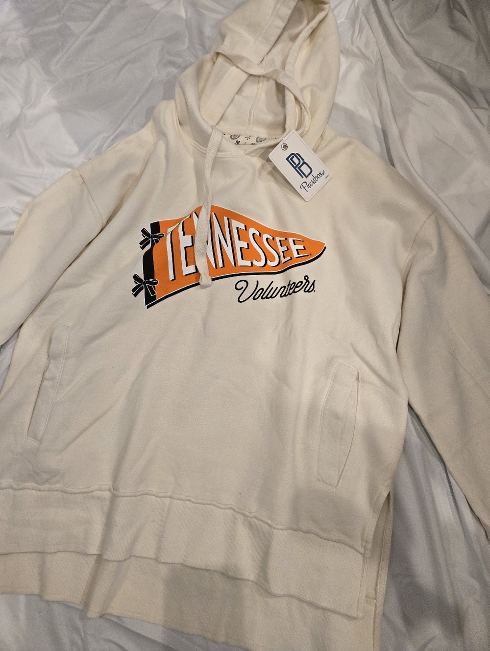 Pressbox Cream Tennessee Volunteers Hooded Sweatshirt with Orange Logo